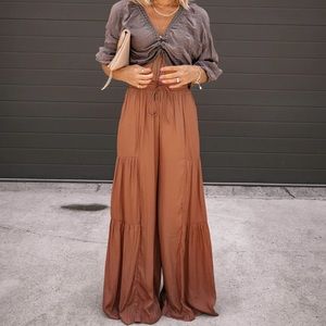 Boho mauve brown wide leg pant